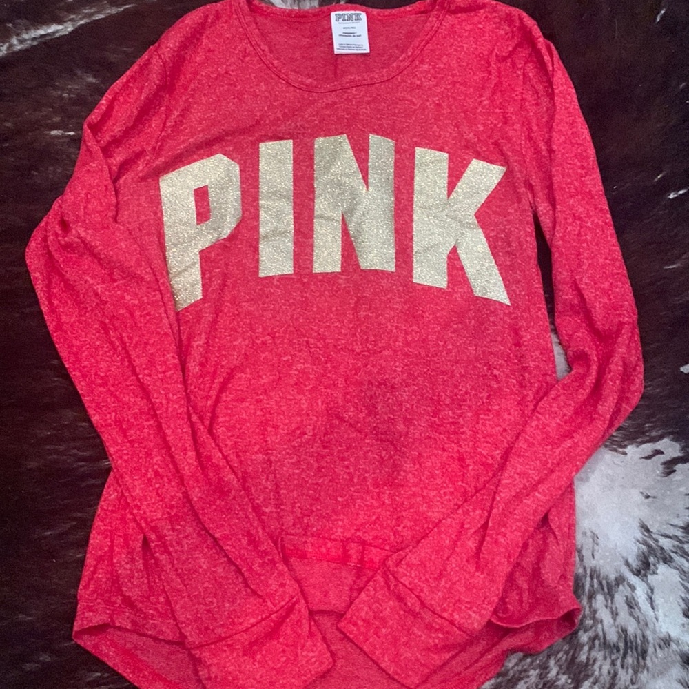 Super cute red Pink brand long sleeve pajama top!!
